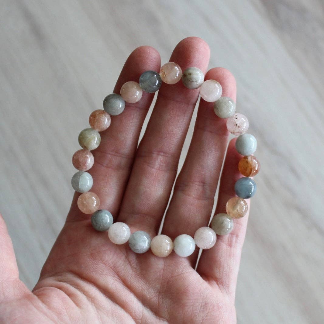 Pebble House - Wholesale Beaded Bracelet - Morganite & Aquamarine Beryl Bracelet 4mm/6mm/8mm 1