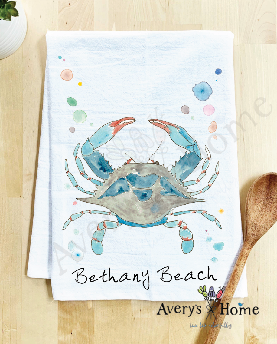 Avery's Home - Wholesale Tea Towel - Blue Crab Ocean Customizable Coastal Tea Towel80