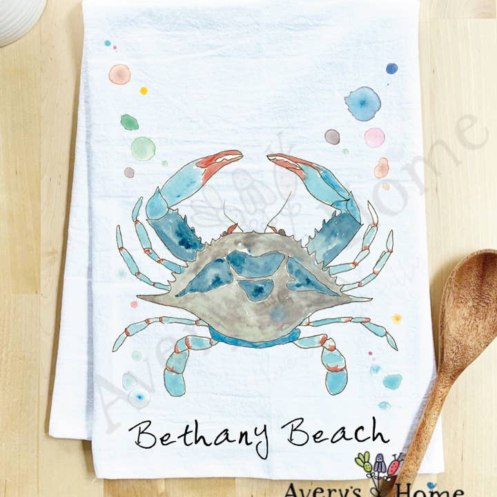 Avery's Home - Vente Torchons - Torchon côtier personnalisable "Blue Crab Ocean"80