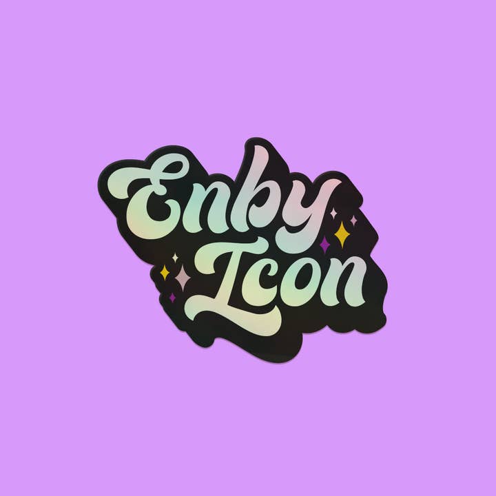 A Fink & Ink - Wholesale Sticker - Enby Icon Holographic Vinyl Nonbinary Pride Sticker1