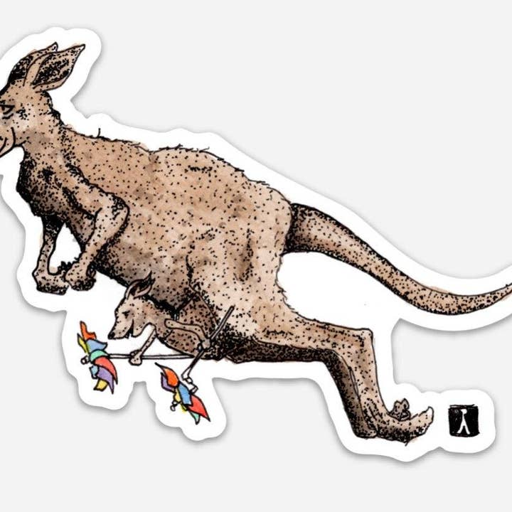 Pegatina de vinilo con bolígrafo y tinta Kangaroo and Joey para venta al por mayor de Bellavance Ink