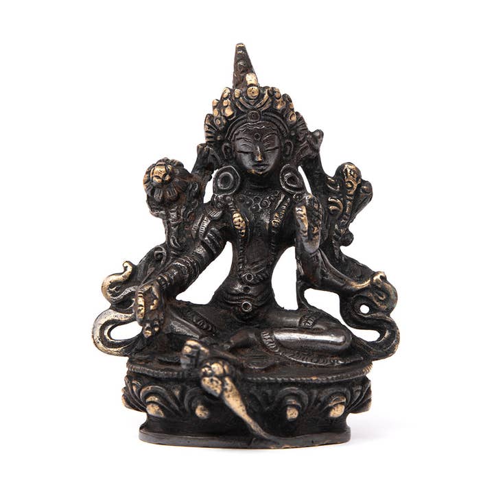 Statue de Tara, laiton noir, env. 10 cm pour la vente par Bodynova
