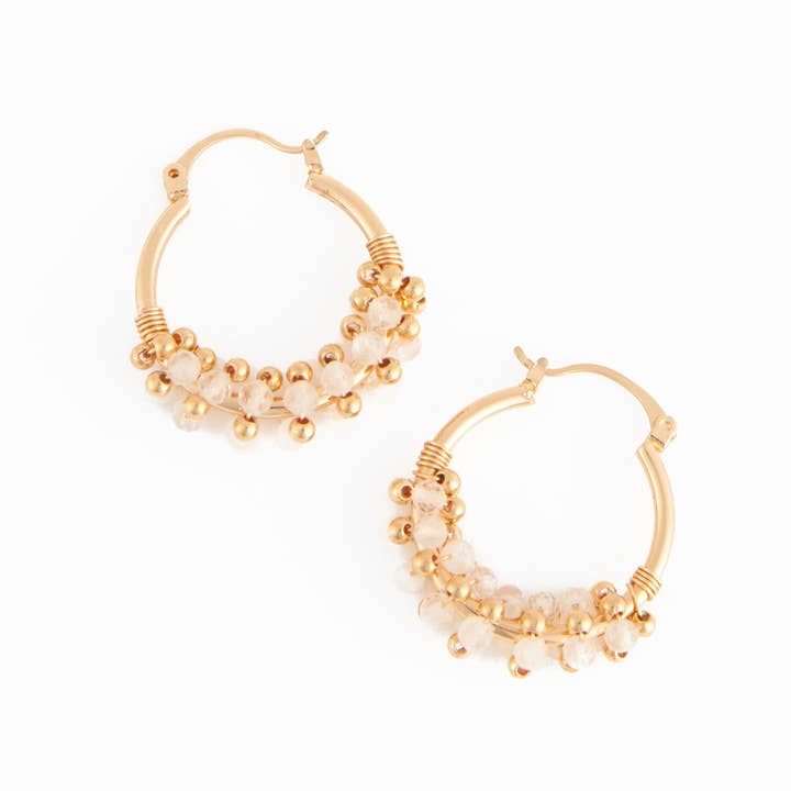 Howard's - Wholesale Hoop Earrings - Hoop Earrings Shayne Genuine Stone Beaded Hoops4