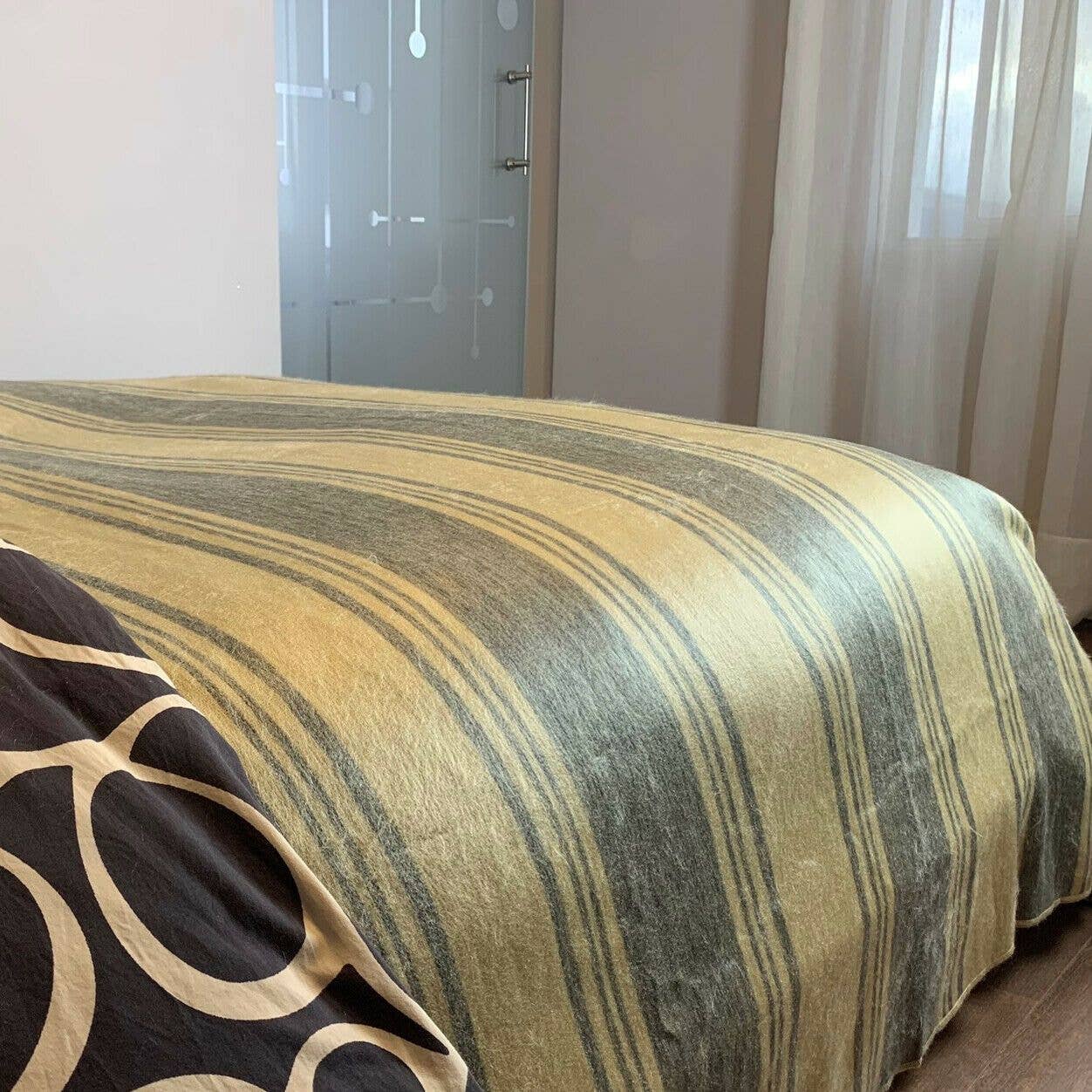 ECUALAMA - Vente Plaids - Couvre-lit en laine d'alpaga doux et chaud pour bébé Motif rayé Dijon10