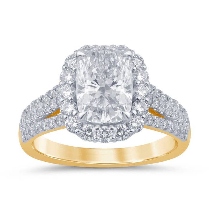 4,00 CTW Kissen-Schliff Vs Laborgezüchteter Diamantring in 14 Kt Gold für den Großhandel von White Rock