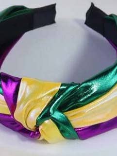 Mardi Gras Faux Leather Headband, Purple, Green, Gold for wholesale by Maggie G