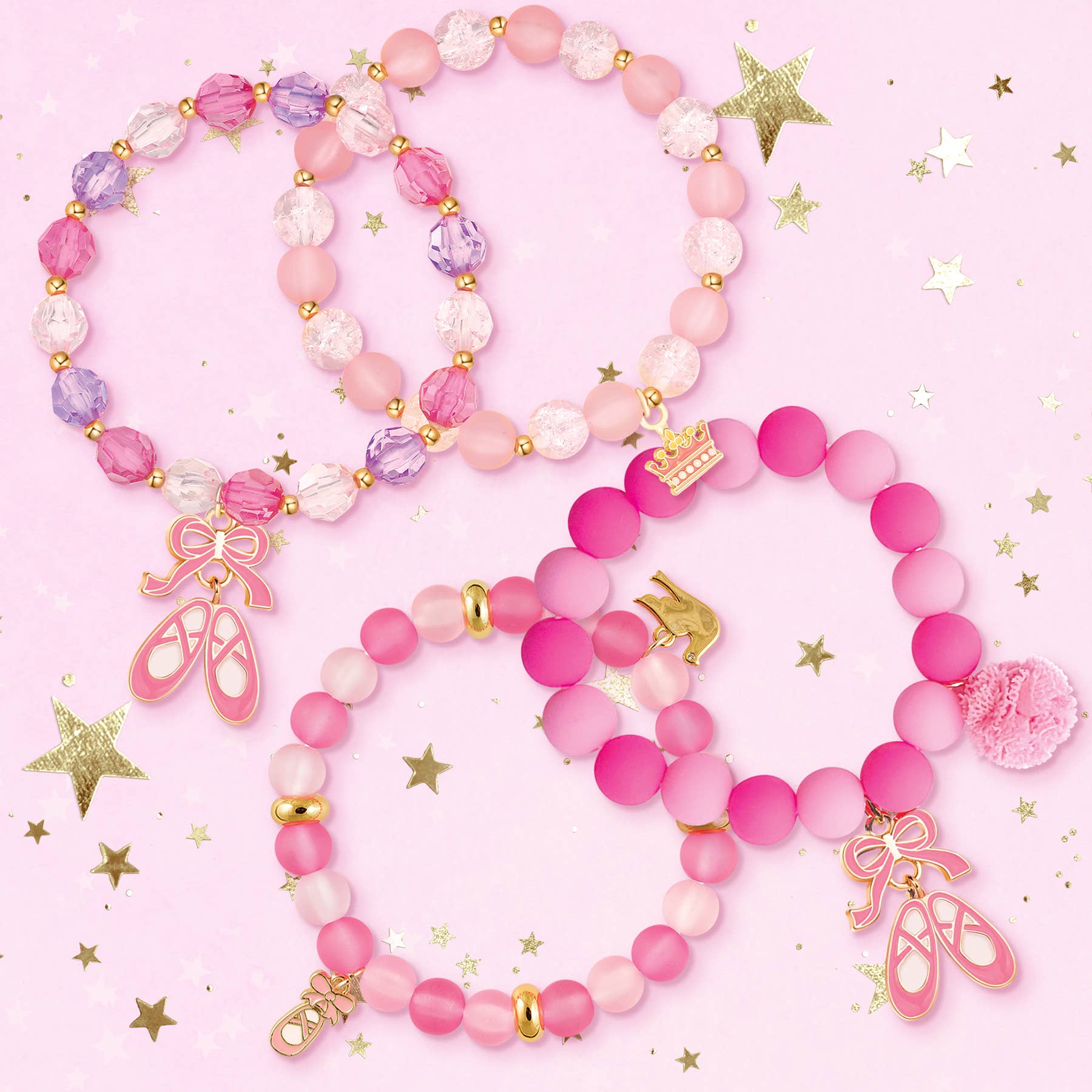 Girl Nation | Kids Jewelry | Easter Gifts - Wholesale Beaded Bracelet - Kids - Ballerina Dreams Tower | Case is 24 Bracelets + Free Display1