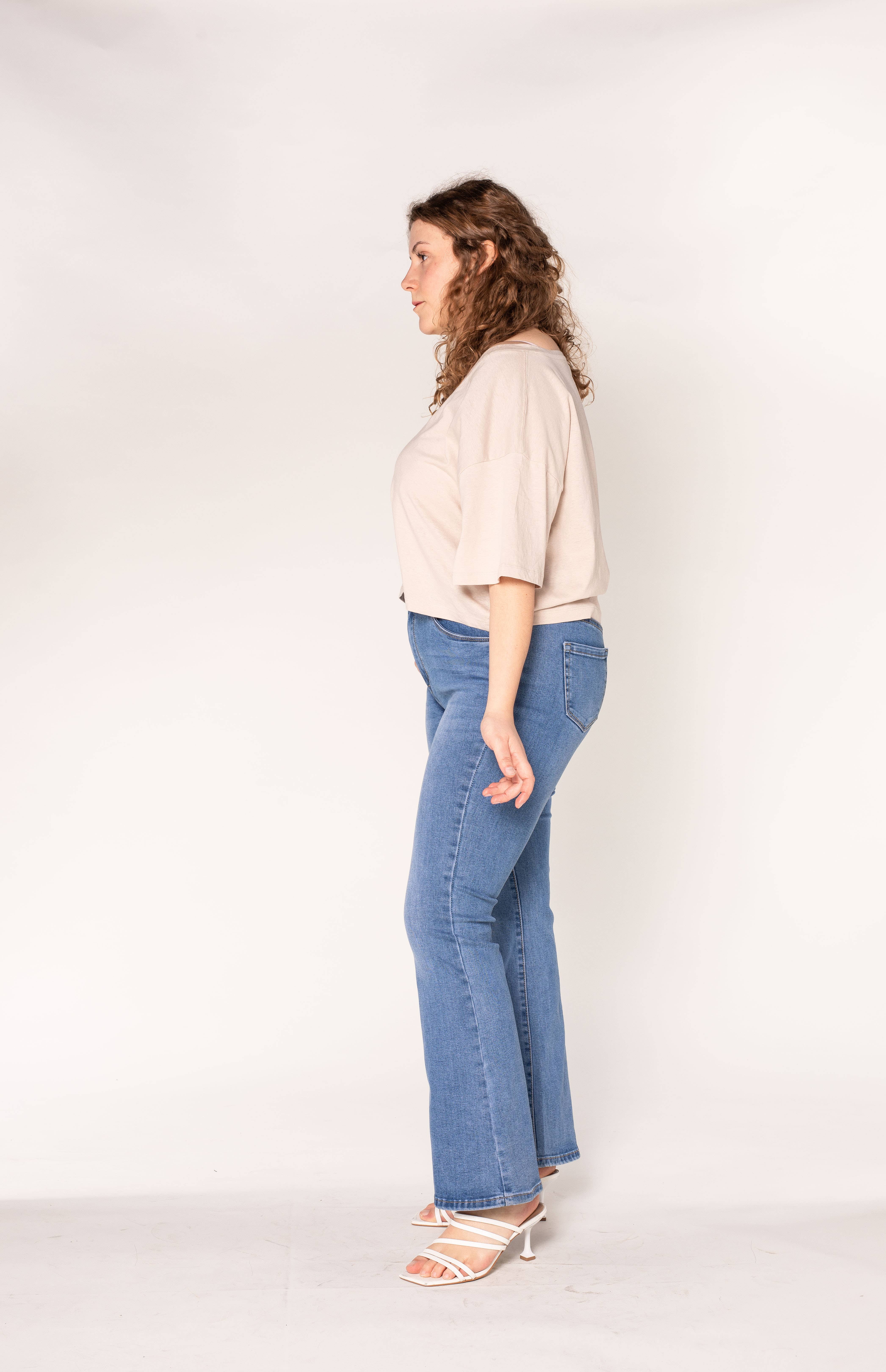 Nina Carter - Vendita all'ingrosso Jeans - Donna - Jeans a zampa elasticizzati vita alta per curve taglie comode (P201)9