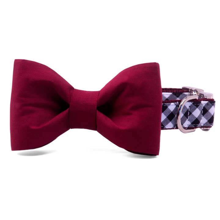 Gamecock hondenhalsband met granaat op zwarte ruitjes en strikjes voor wholesale door Crew LaLa