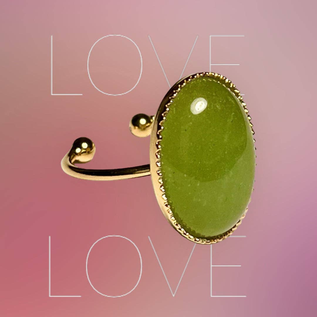 TOURMALYN - Vente Bague de cocktail/de cérémonie - Bague "ELSA" dorée or fin en pierre d'Aventurine7