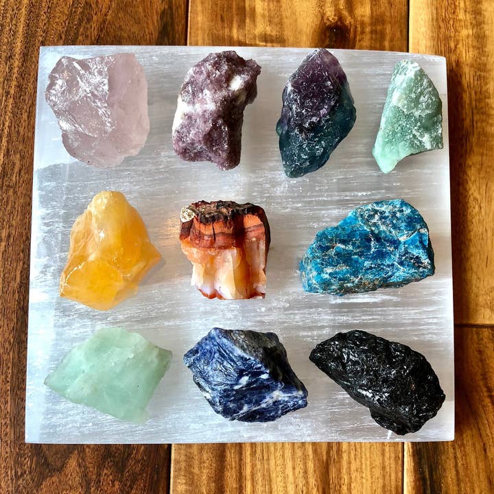 New Moon Beginnings - Wholesale Crystal Charging Plate - Square Selenite Charging Plate (~5.5") Crystal Charging Slab4