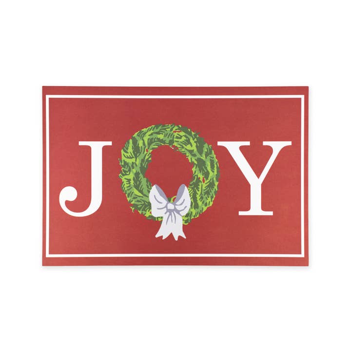 Grand Joy Wreath Papier-Tischset, Rot/Grün/Blau, 18,5 x 12,5, 25 Stück für den Großhandel von The Royal Standard