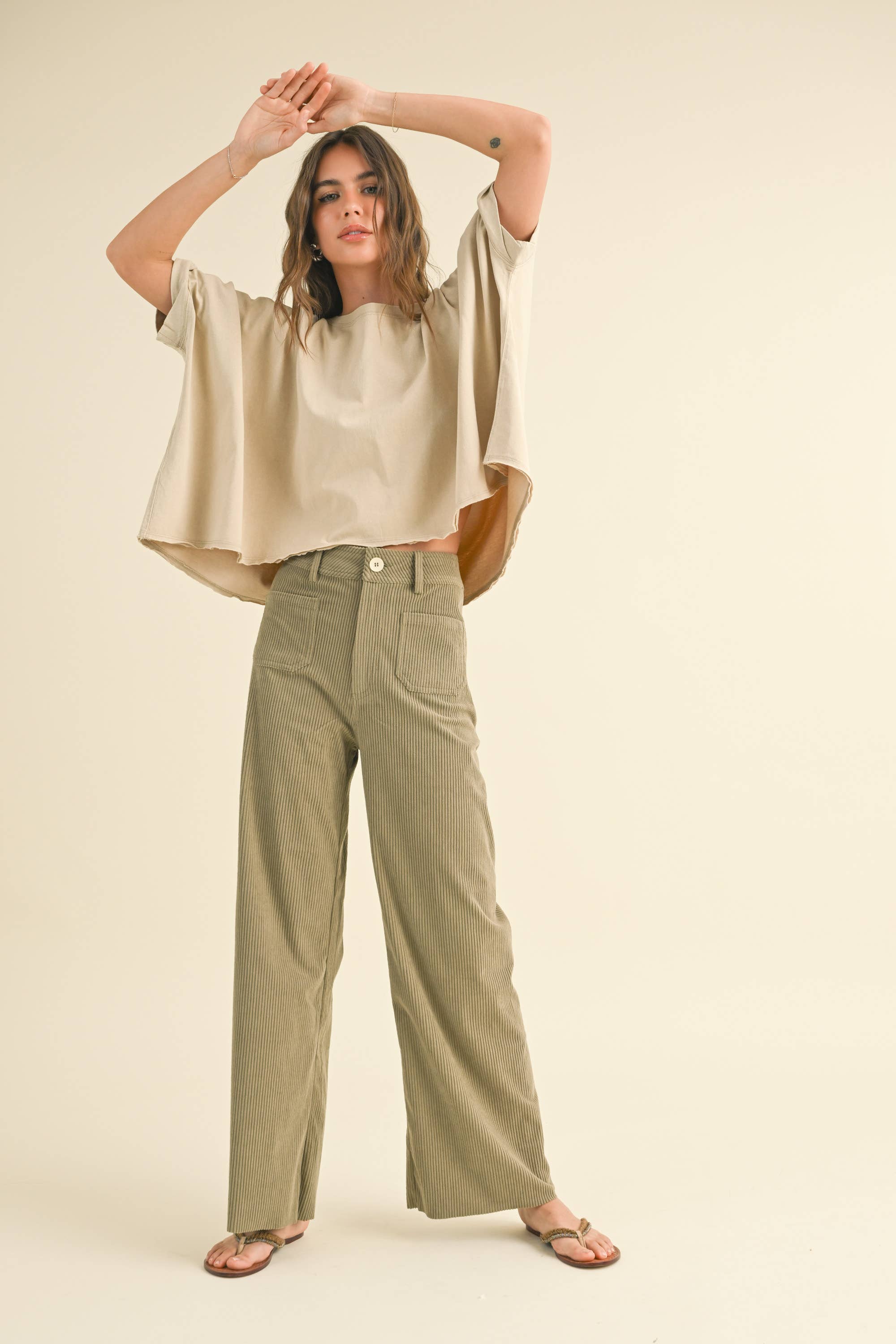 MIOU MUSE - Wholesale Blouse - Women's - T3736  BYE AND WASH OVERSIZED TOP3