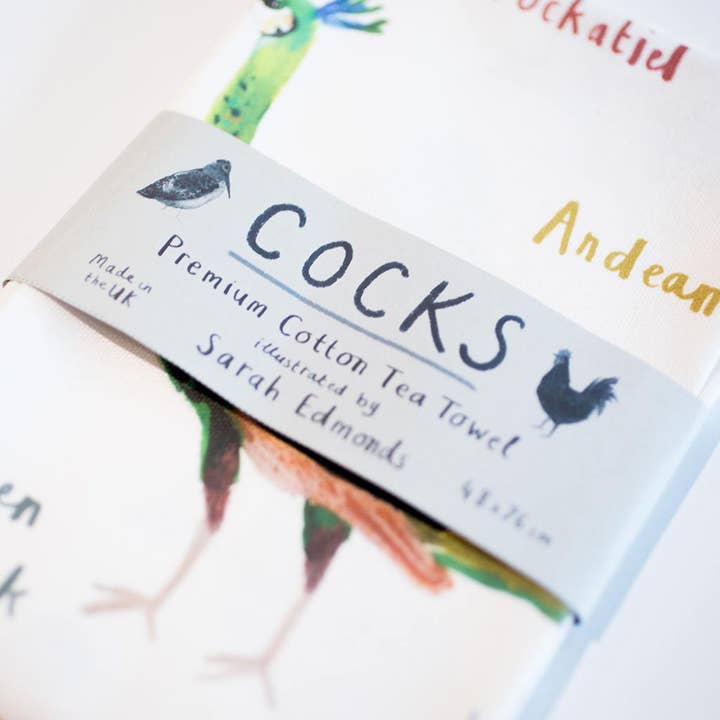 Paño de cocina Cocks Bird de algodón para venta al por mayor de Sarah Edmonds Illustration