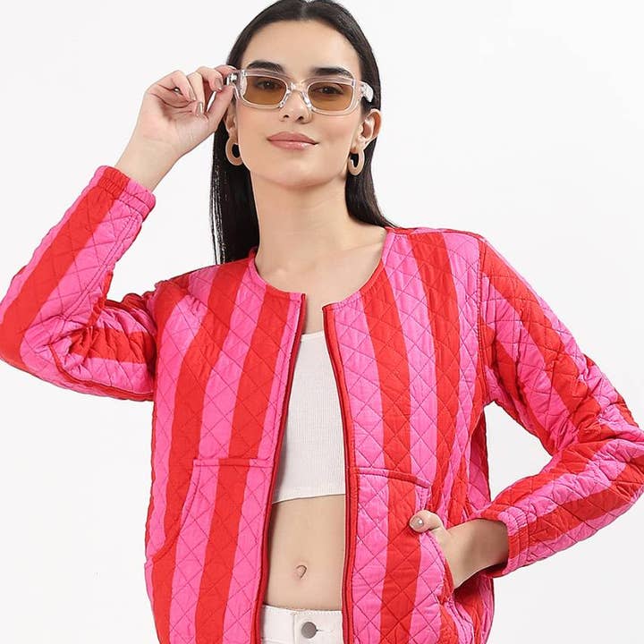 Cara Cotton Quilted Jacket - Pink and other Purchase Wholesale hi vis vests. Free Returns & Net 60 Terms on Faire trending on Faire.