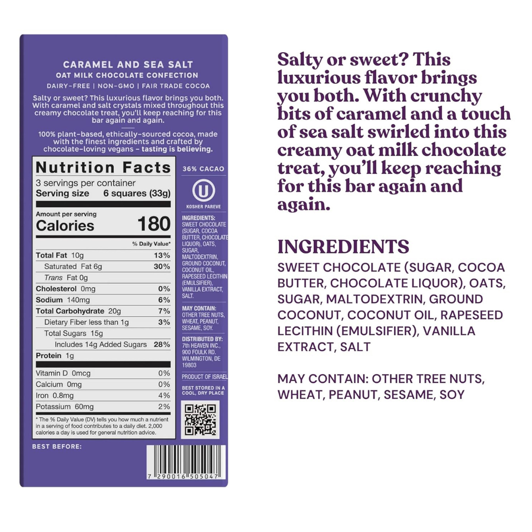 7th Heaven Chocolate - Wholesale Chocolate Bar - Vegan Oat Milk Chocolate Bar: Caramel & Sea Salt, Dairy-Free5