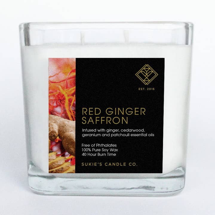 Red Ginger Saffron 100% Pure Soy Double Wick Candle for wholesale by Sukie's Candle Co.