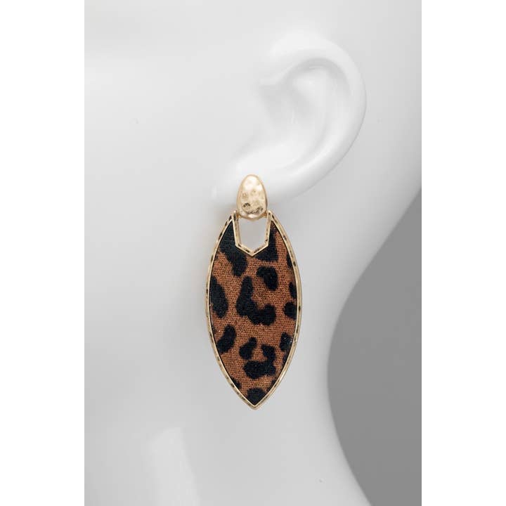 Leopardo de Plata (Leo-2) Pendientes con estampado animal de marquesa de venta al por mayor en Faire
