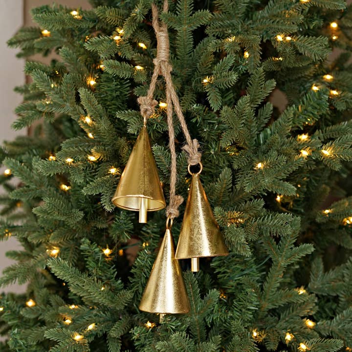 570570- 16inL Holiday Agogo Bell Clusterx3-Shiny Gold-5Lx2.5 for wholesale by Holiday Depot Inc.