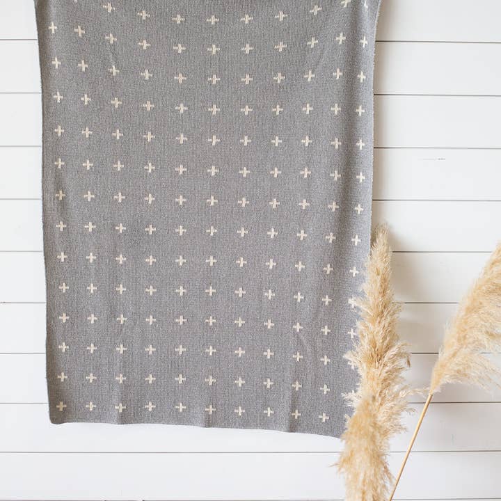 Modern Burlap - Wholesale Throw Blanket - Made in the USA | Mini Swiss Cross Knit Throw24