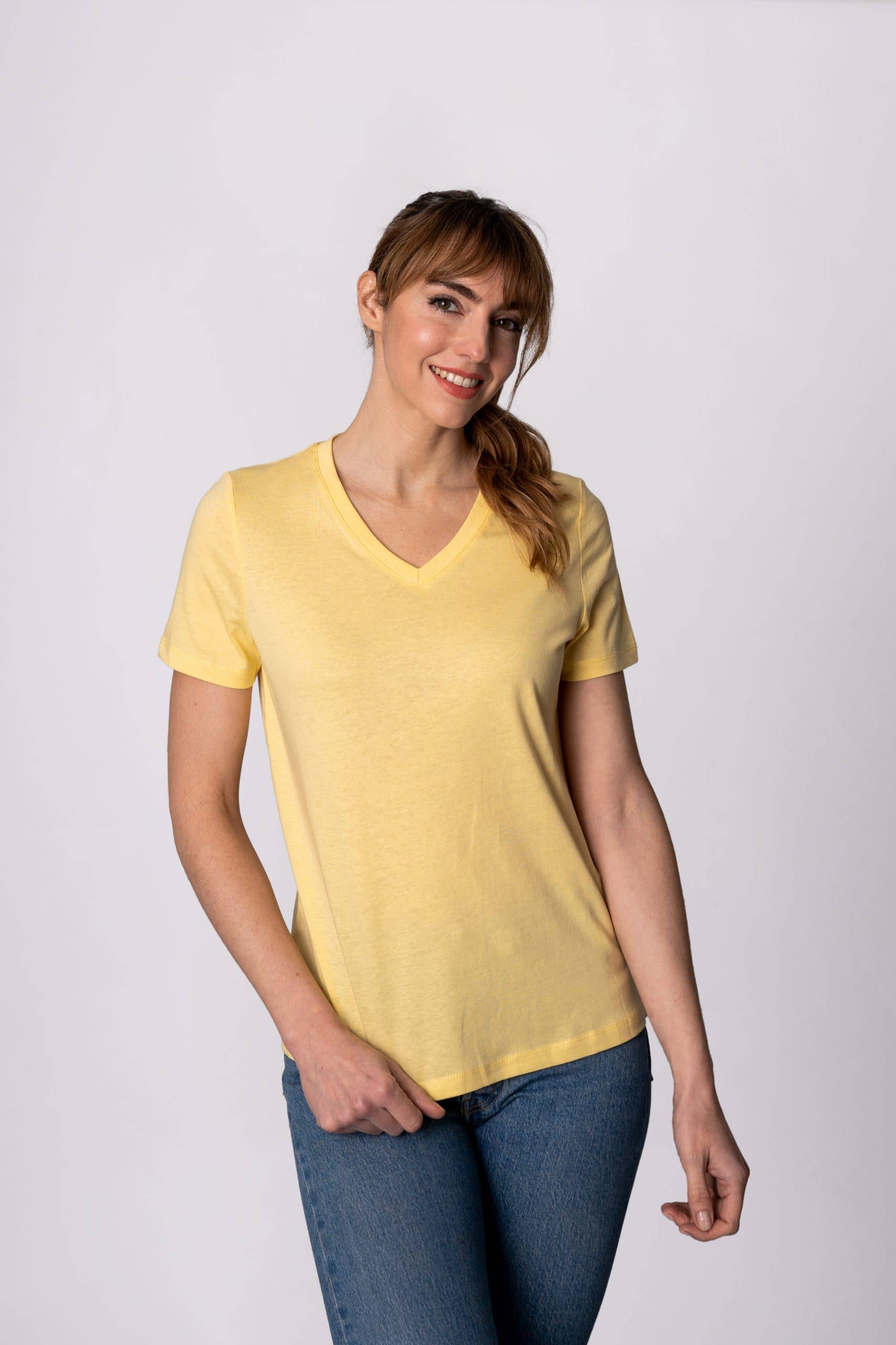 Tex Leaves - Wholesale T-Shirt - Women's - Basic V-Neck T-Shirt - 100% Cotton /150g.1