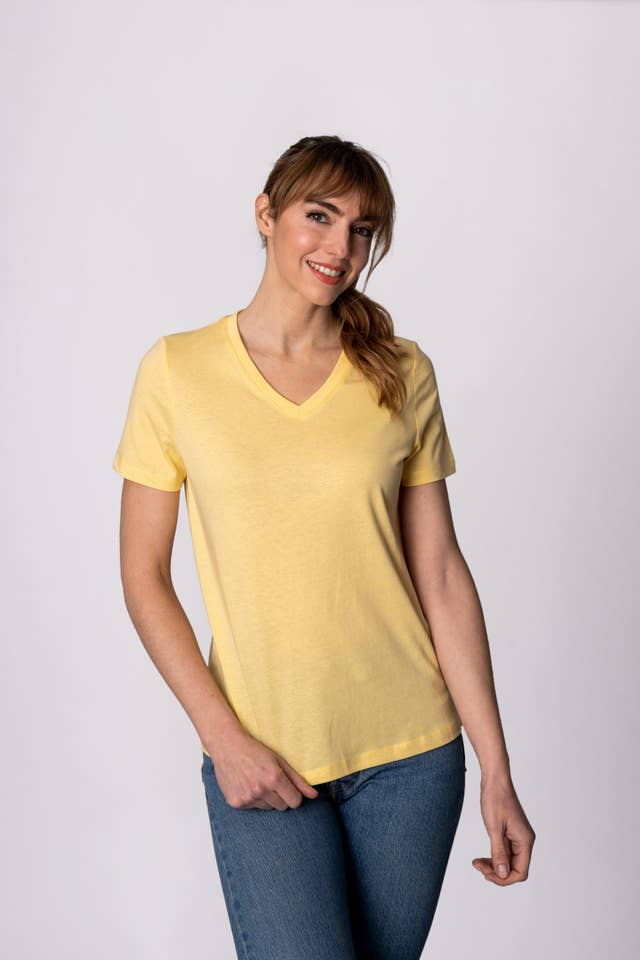 Tex Leaves - Wholesale T-Shirt - Women's - Basic V-Neck T-Shirt - 100% Cotton /150g.1