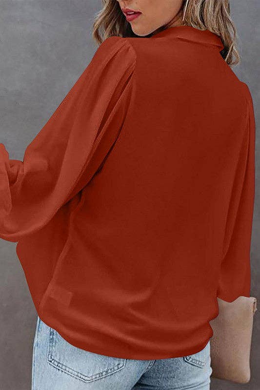 Aria Romance - Wholesale Blouse - Women's - Lantern Sleeve Pleated Collar Shirt11