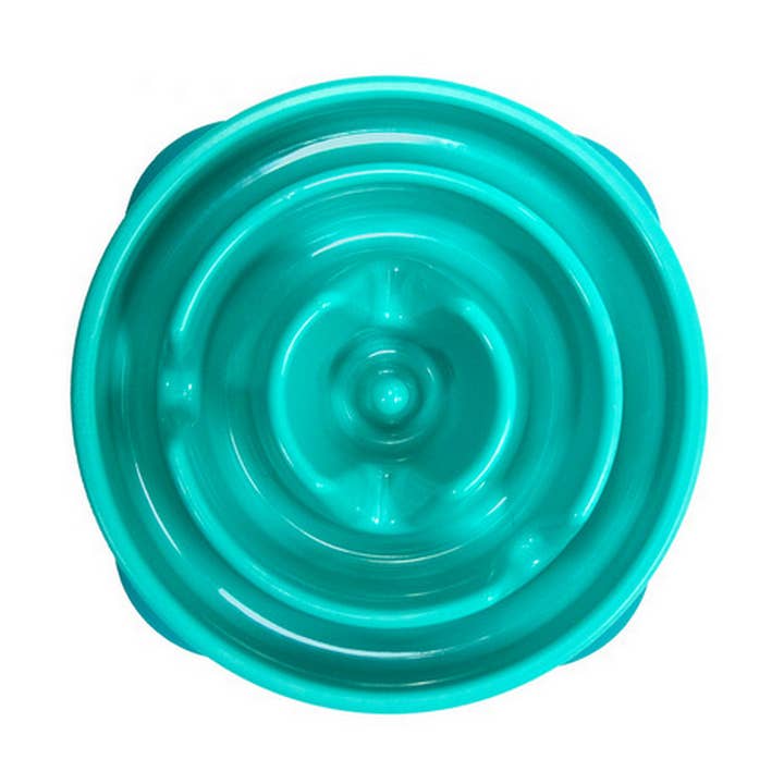 Outward Hound Slow/Fun Feeder Teal M for wholesale by King Wholesale Pet Goods