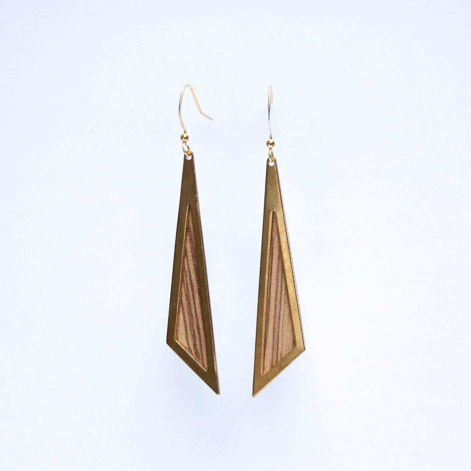 Atelier Diospyros créations bois - Wholesale Dangle Earrings - Zebrano wood triangle earrings