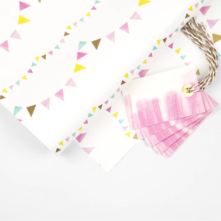 Pacote de papel de embrulho Bunting+etiquetas de presente por atacado de TAAB London