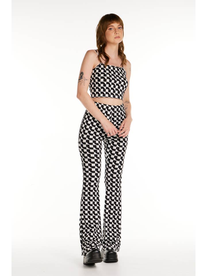 Pretty Damage - Wholesale Pants - Women's - Geo Ribbed Knit Flared Pants3