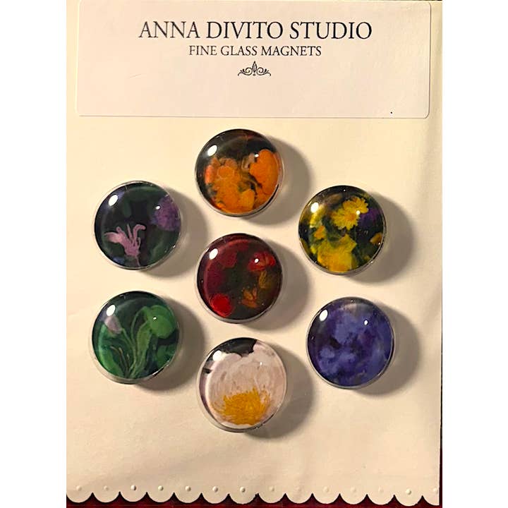 Anna DiVito Studio - Wholesale Magnet - BOTANICAL MULTI COLORED MAGNET SET | GLASS | HANDCRAFTED1