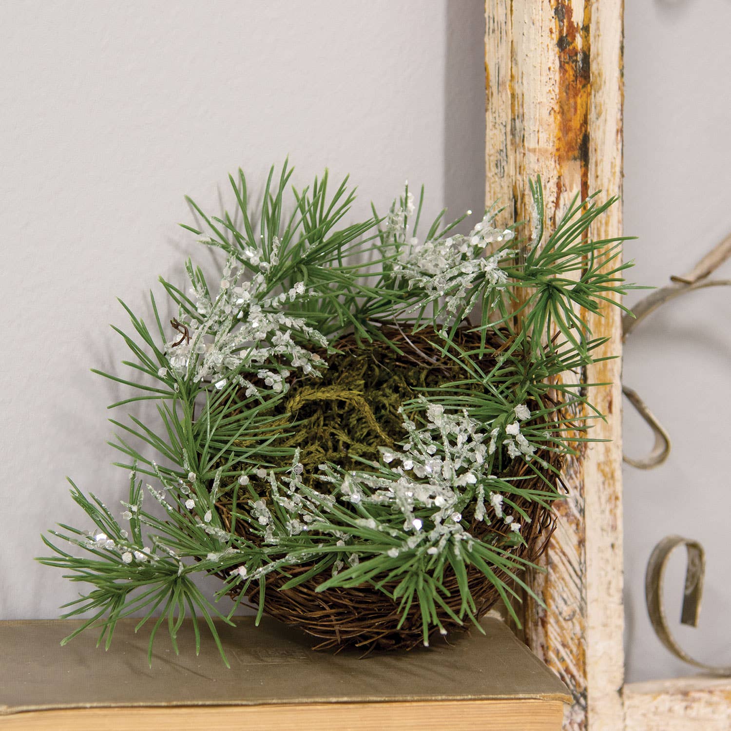 Col House Designs - Wholesale Decorative Tabletop Object - Icy Pine & Moss Bird Nest1