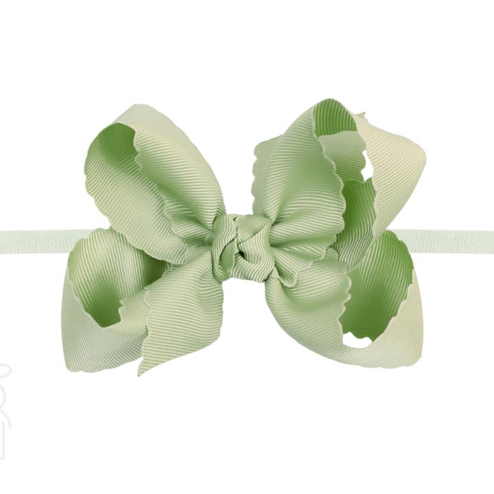 Beyond Creations, LLC - Wholesale Fashion Headband - Kids - 1/4" NYLON PANTYHOSE HEADBAND W/ SCALLOPED EDGE BOW5