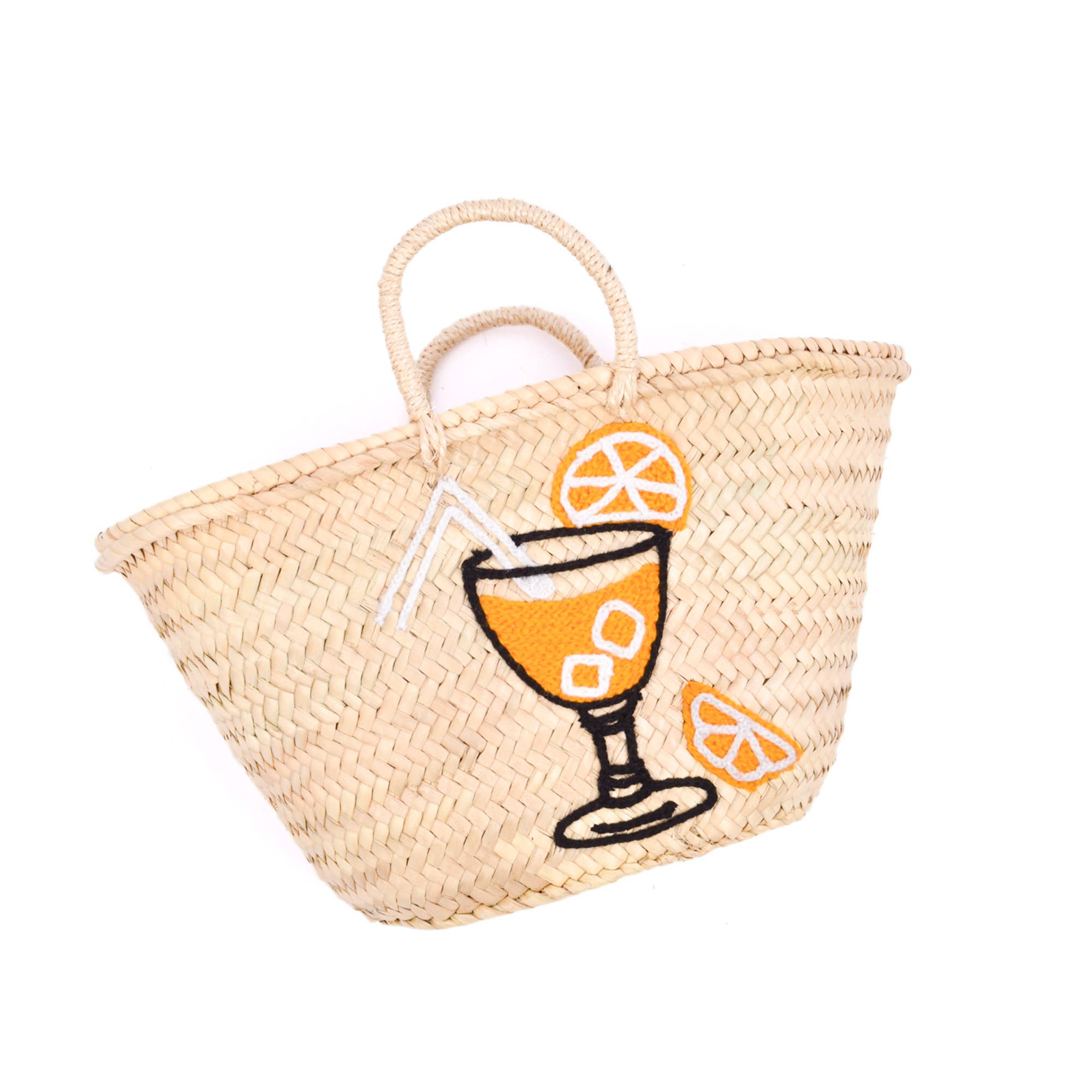 King Of Handmade – wholesale Beach bag – Handwoven Spritz Basket with Orange Cocktail Design  9