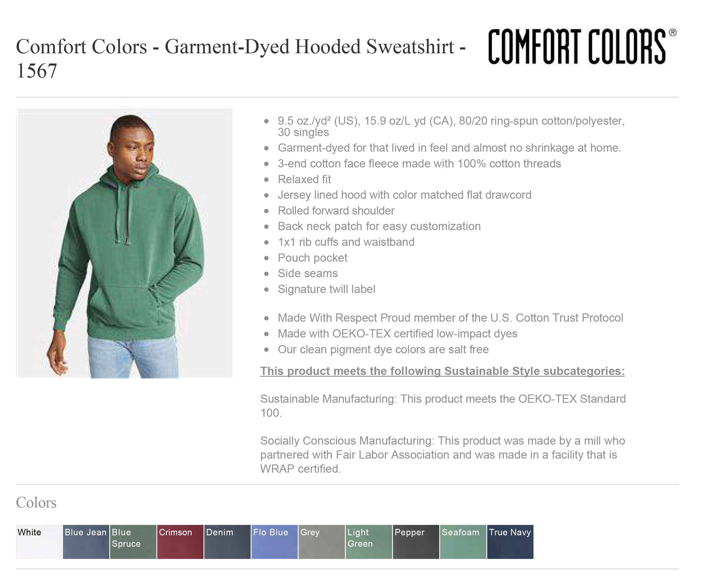 One Nine - Wholesale Hoodie - Women's - Custom Comfort Color Text/Logo Garment Dyed Hooded Sweatshir4