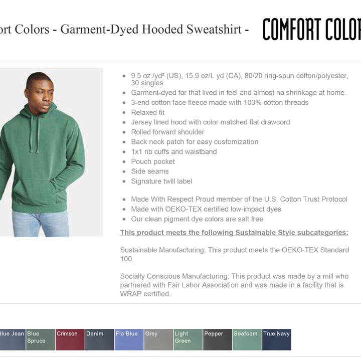 One Nine - Wholesale Hoodie - Women's - Custom Comfort Color Text/Logo Garment Dyed Hooded Sweatshir4