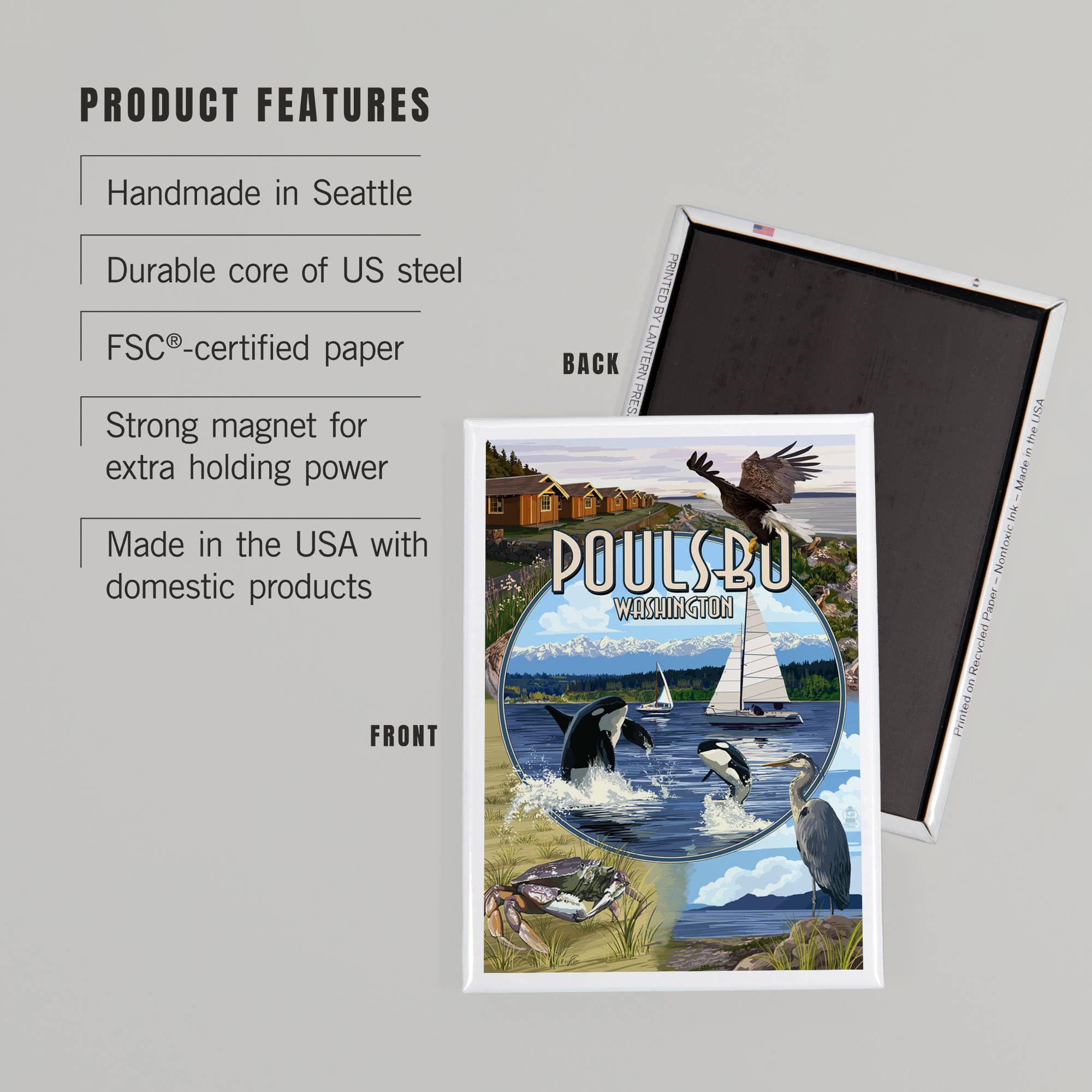 Lantern Press - Wholesale Magnet - MAGNET Poulsbo, Washington, Montage Scenes2