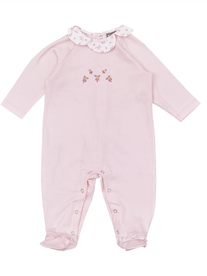 Footies floreali in maglia rosa per la vendita all'ingrosso da parte di Petit Confection