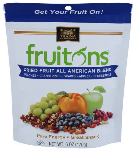 Traina Home Grown - Wholesale Dried/dehydrated fruit - 8 pack of 6 oz Fruitons All American Blend