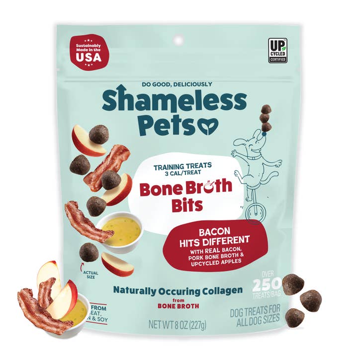 Bacon Hits Different Bone Broth Dog Training Treats for wholesale by Shameless Pets