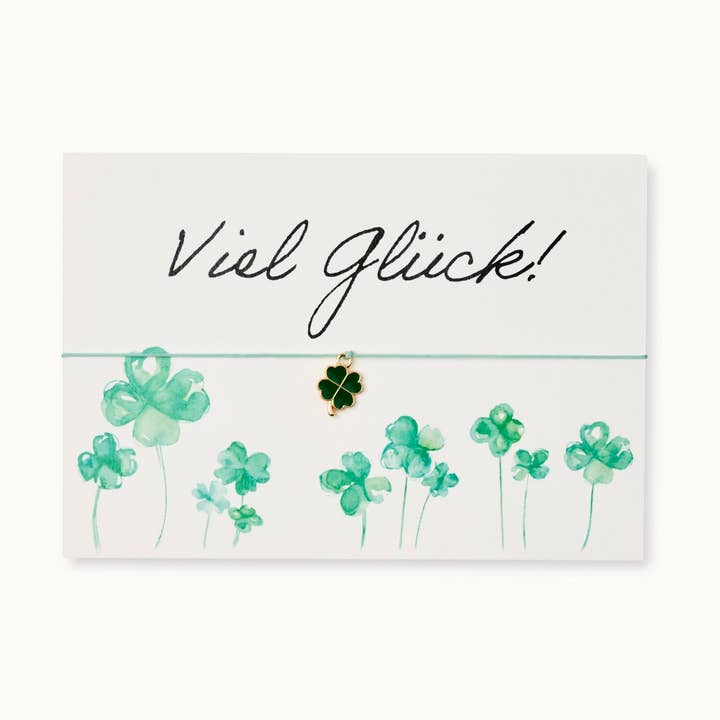 Armband-Karte: Viel Glück Kleeblatt for wholesale by by Vivi.