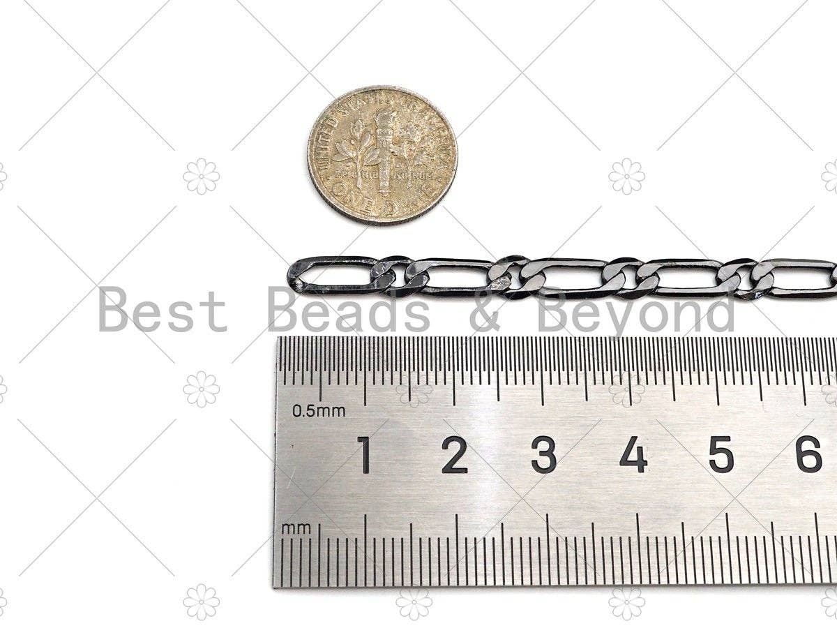 BestBeads&Beyond – Engroshandel Led/kæde halskæde – Figaro kæde af høj kvalitet af værftet, 18K ægte forgyldt kæde, engros bulkkæde, 5x13mm, sku #M3112