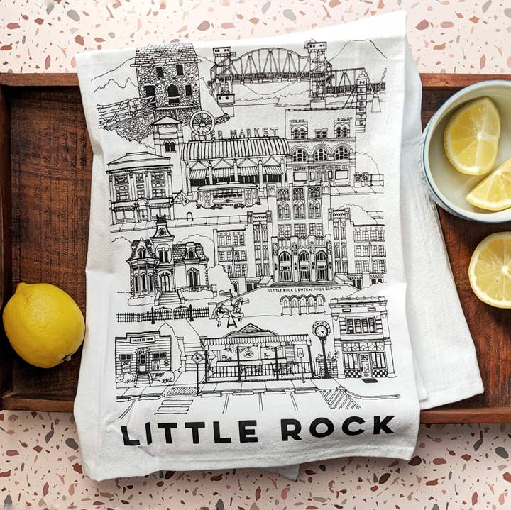 Little Rock, Arkansas cotton tea towel for wholesale by Papermill Creative