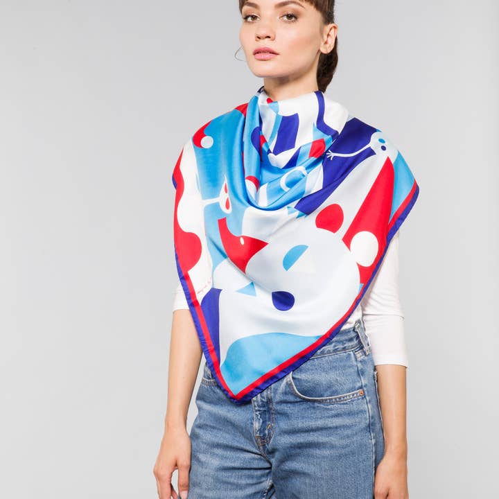Tarte Tatin - Wholesale Scarf - Women's - “Rebel Rebel” silk scarf (Turquoise)