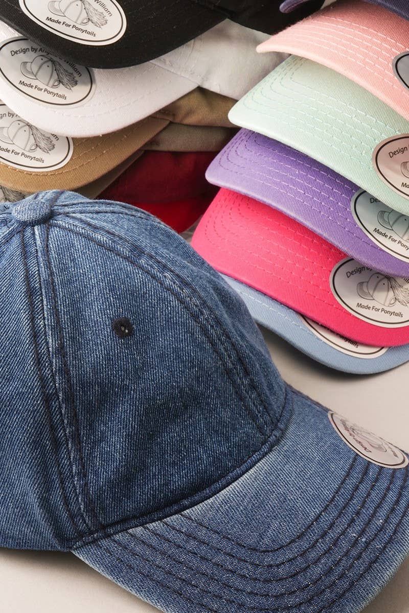 Fashion City - Wholesale Baseball Cap - Women's - Cotton Messy High Bun Pony Baseball Cap1