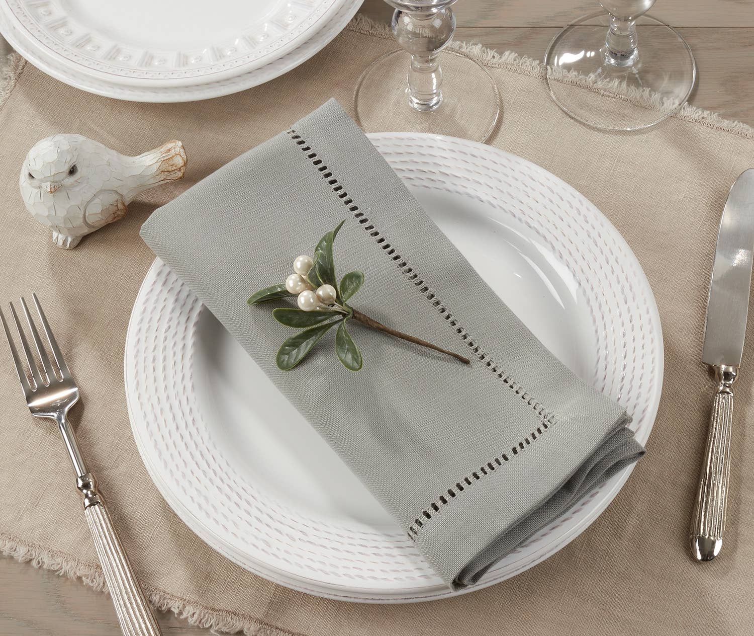Fennco Styles - Wholesale Dinner & Cloth Napkin - Hemstitch Border 18-Inch Dinner Napkin15