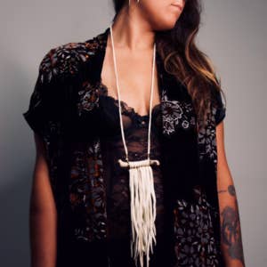 White Leather SKIN & BONE : NECKLACE for wholesale on Faire