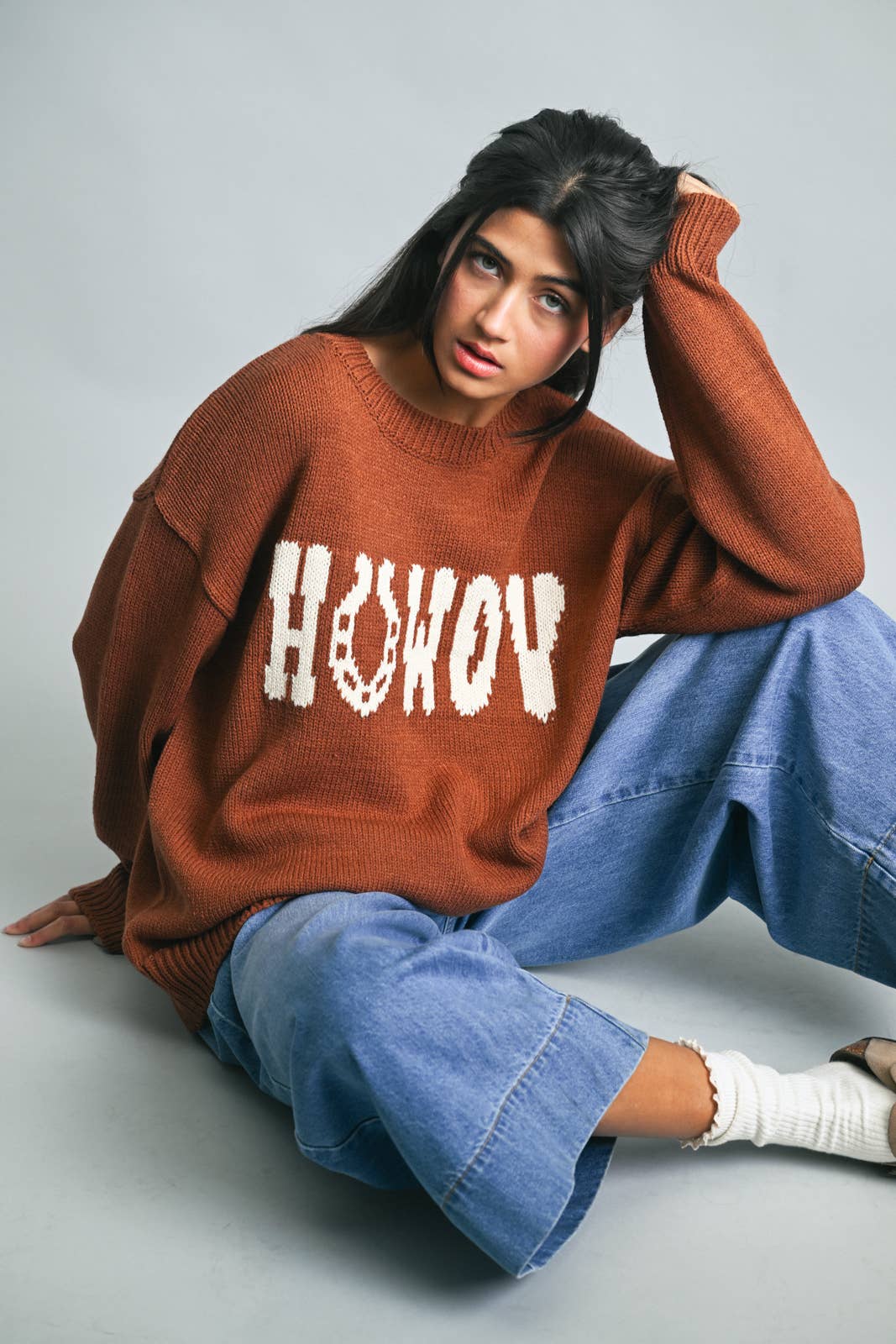 Wishlist Apparel - Wholesale Knit Sweater - Women's - HORSESHOE HOWDY KNIT SWEATER / WL25-11479