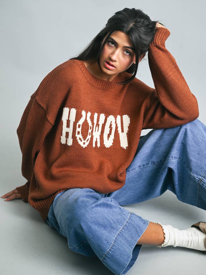 HORSESHOE HOWDY KNIT SWEATER / WL25-11479 for wholesale by Wishlist Apparel